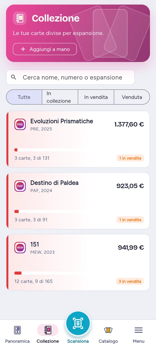Carte in collezione e in vendita